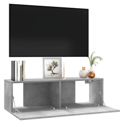 TV-taso betoninharmaa 100x30x30 cm tekninen puu