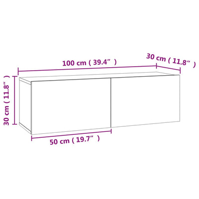 TV-taso betoninharmaa 100x30x30 cm tekninen puu