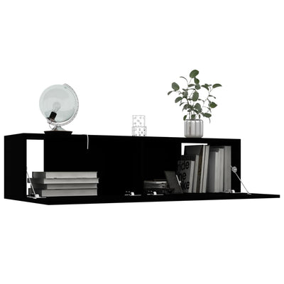 TV-taso musta 120x30x30 cm tekninen puu