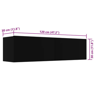 TV-taso musta 120x30x30 cm tekninen puu