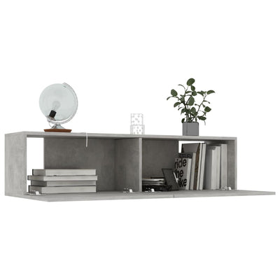 TV-taso betoninharmaa 120x30x30 cm tekninen puu