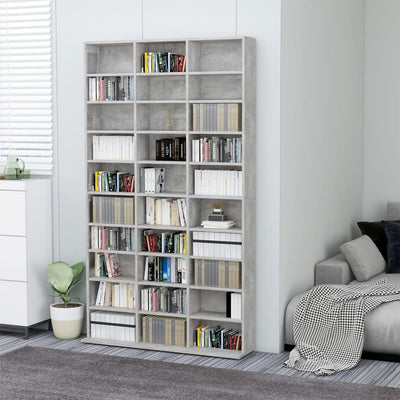 Betoninharmaa cd-hylly Caraman 102x16x177,5cm (puinen)