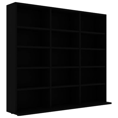 CD-hylly musta 102x23x89,5 cm lastulevy