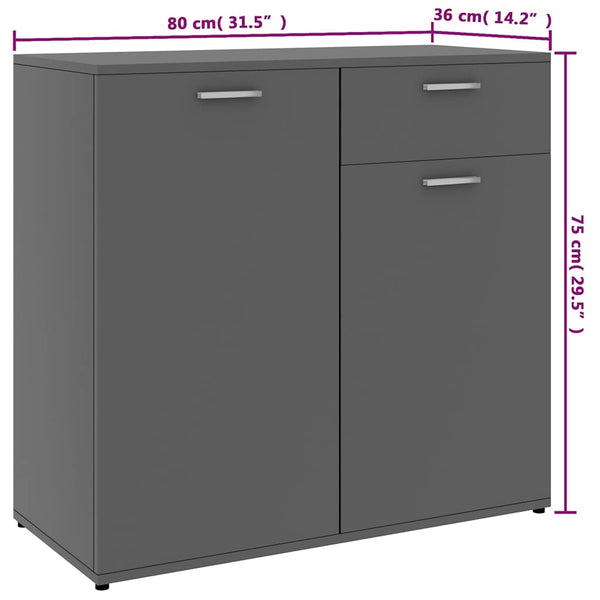 Senkki harmaa 80x36x75 cm lastulevy