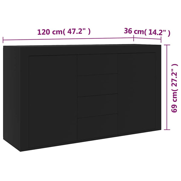 Senkki musta 120x36x69 cm tekninen puu