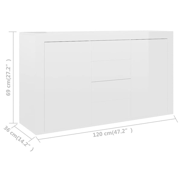 Senkki korkeakiilto valkoinen 120x36x69 cm tekninen puu