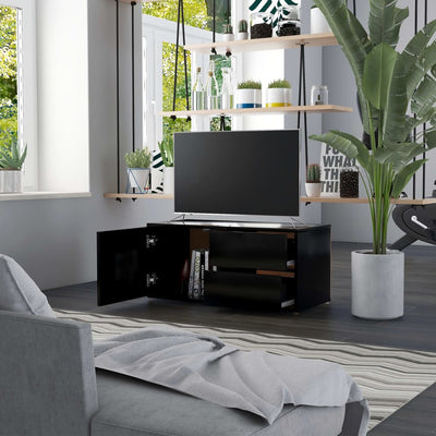 TV-taso musta 80x34x36 cm tekninen puu