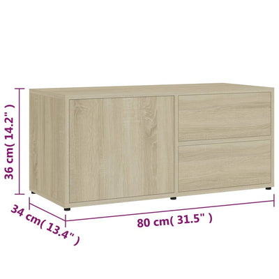 TV-taso Sonoma-tammi 80x34x36 cm tekninen puu