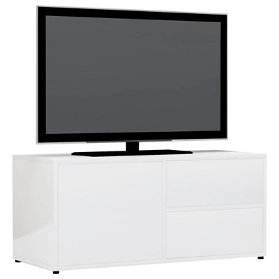 TV-taso korkeakiilto valkoinen 80x34x36 cm tekninen puu