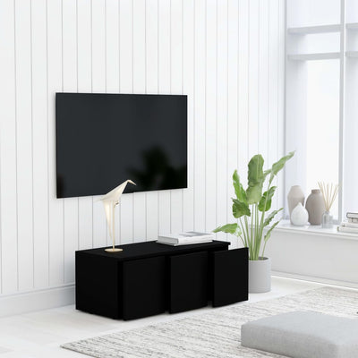 TV-taso musta 80x34x30 cm tekninen puu