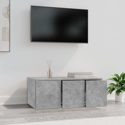 TV-taso betoninharmaa 80x34x30 cm tekninen puu