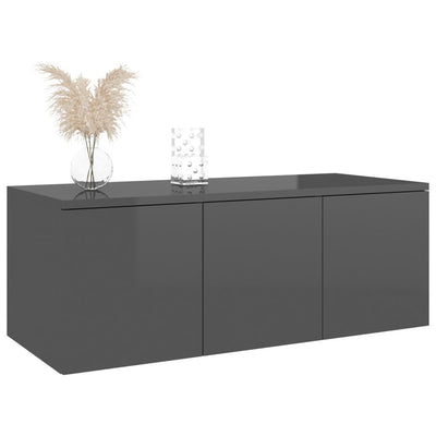 TV-taso korkeakiilto harmaa 80x34x30 cm tekninen puu