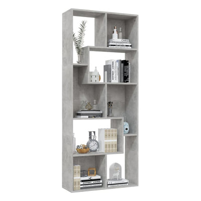 Kirjahylly betoninharmaa 67x24x161 cm tekninen puu