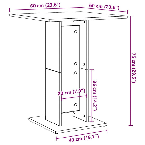 Bistropöytä musta 60x60x75 cm tekninen puu