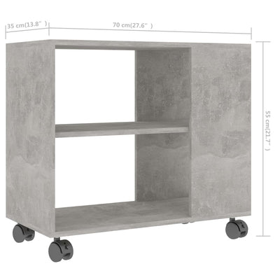 Sivupöytä betoninharmaa 70x35x55 cm tekninen puu