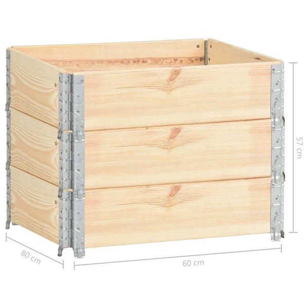 Kuormalavan reunukset 3 kpl 60x80 cm täysi mänty