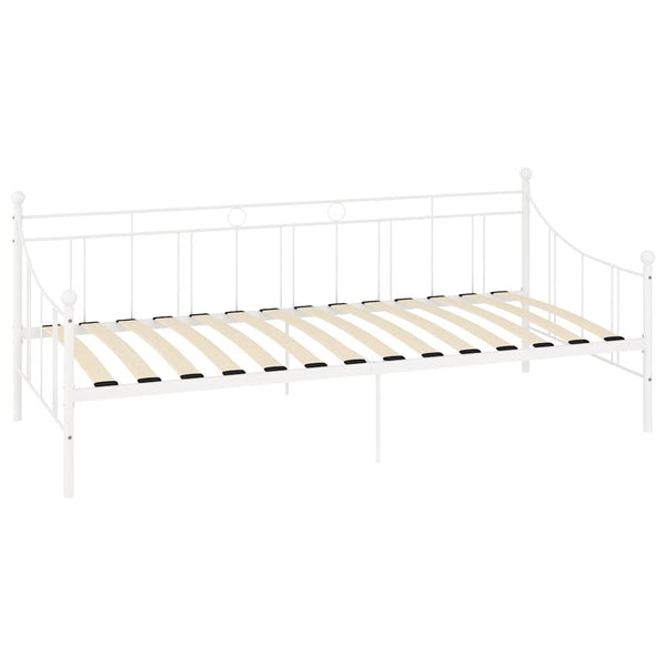 Päivävuoteenrunko valkoinen metalli 90x200 cm
