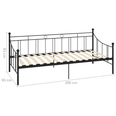 Päivävuoteenrunko musta metalli 90x200 cm