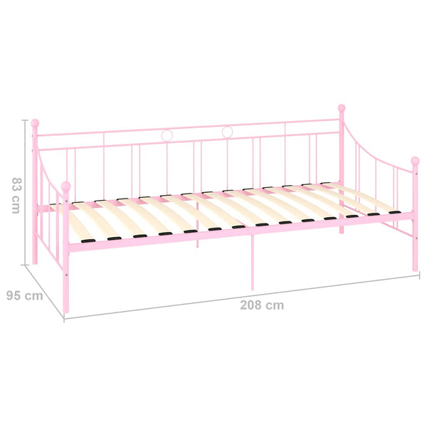 Päivävuoteenrunko pinkki metalli 90x200 cm