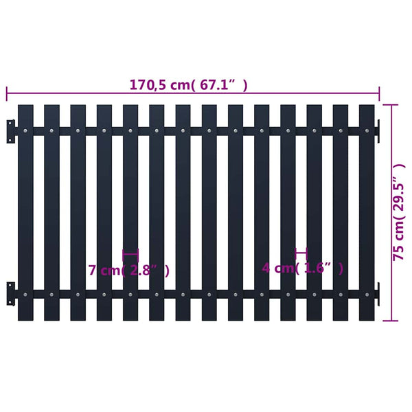 Aitapaneeli antrasiitti 178x75 cm pulverimaalattu teräs