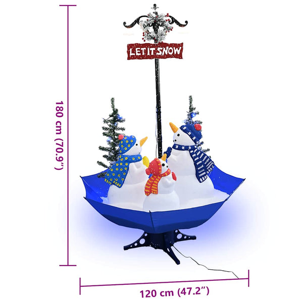 Sininen lunta satava joulukuusi Pizzeria 170cm (sateenvarjopohjalla pvc)