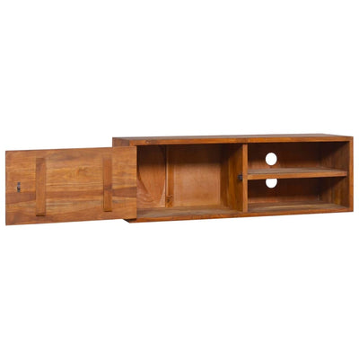 Seinään kiinnitettävä TV-taso 90x30x30 cm täysi tiikki