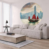 WallArt Tapetti ympyrä Skyline with Junk Boat 142,5 cm