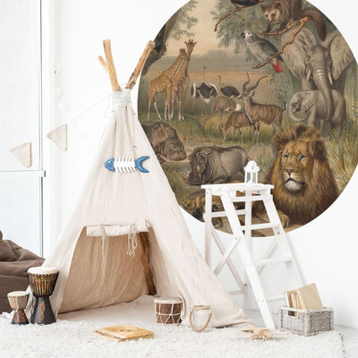 WallArt Tapetti ympyrä Animals of Africa 190 cm