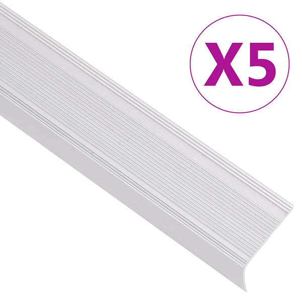 Portaikon suojukset L-muotoiset 5 kpl alumiini 90 cm hopea