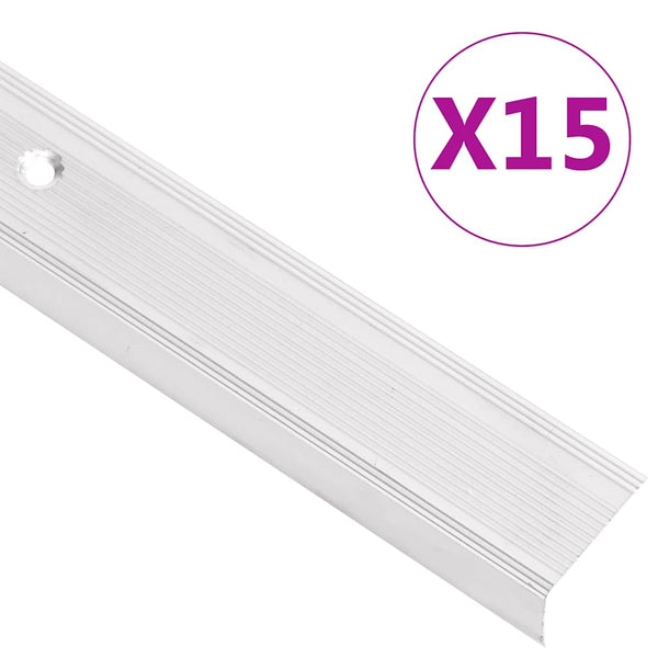 Portaikon suojukset L-muotoiset 15 kpl alumiini 100 cm hopea