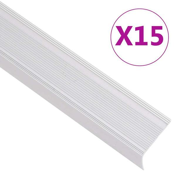 Portaikon suojukset L-muotoiset 15 kpl alumiini 100 cm hopea
