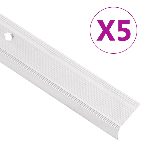 Portaikon suojukset L-muotoiset 5 kpl alumiini 100 cm hopea