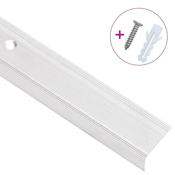 Portaikon suojukset L-muotoiset 5 kpl alumiini 100 cm hopea