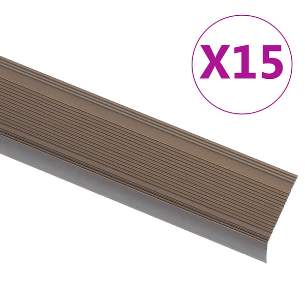 Portaikon suojukset L-muotoiset 15 kpl alumiini 100 cm ruskea