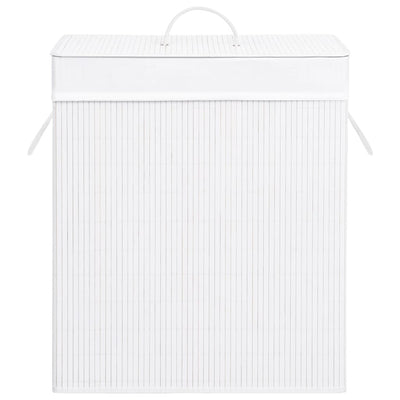 Valkoinen bambu pyykkikori Ienciu 100 l (2 osiota)