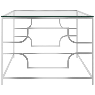 Sohvapöytä hopea 120x60x45 cm ruostumaton teräs ja lasi