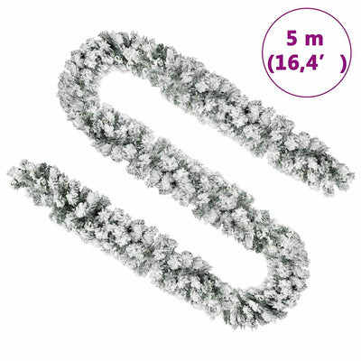 Vihreä jouluseppele Muazil 5 m (lumihuurteella pvc)