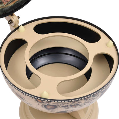 Karttapallon muotoinen baarikaappi pöytämalli Osorhean (eukalyptuspuu)