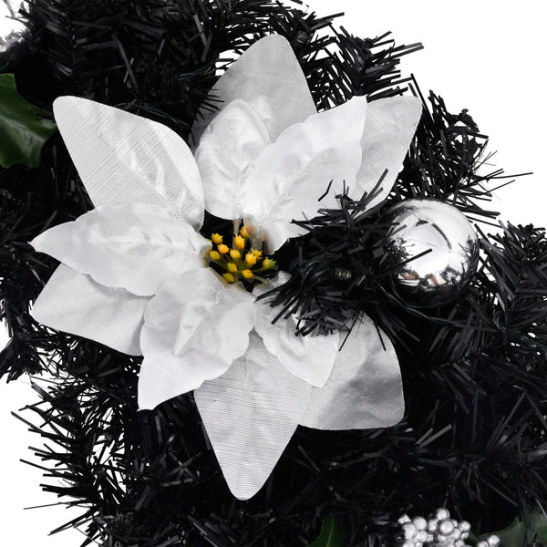 Musta joulukaari led-valoilla Maciuca 90cm (pvc)