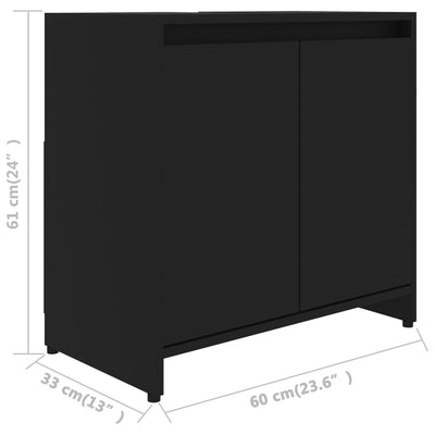 Kylpyhuonekaappi musta 60x33x61 cm tekninen puu