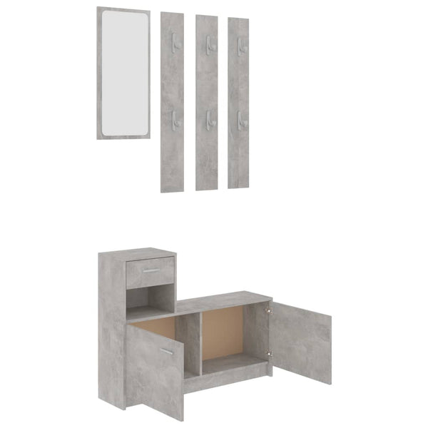 Eteisen säilytysyksikkö betoninharmaa 100x25x76,5 cm lastulevy
