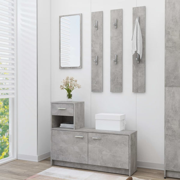 Eteisen säilytysyksikkö betoninharmaa 100x25x76,5 cm lastulevy