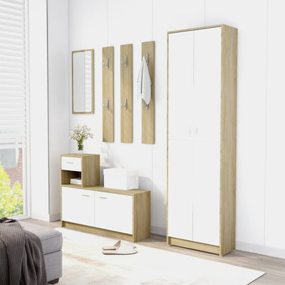 Eteisen vaatekaappi valk./Sonoma-tammi 55x25x189 cm lastulevy