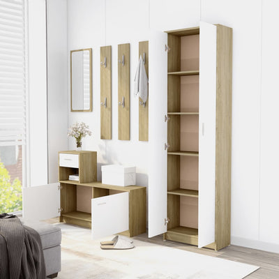 Eteisen vaatekaappi valk./Sonoma-tammi 55x25x189 cm lastulevy