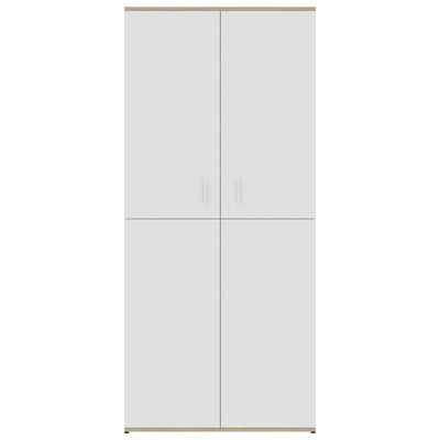 Kenkäkaappi valkoinen ja Sonoma-tammi 80x39x178 cm tekninen puu