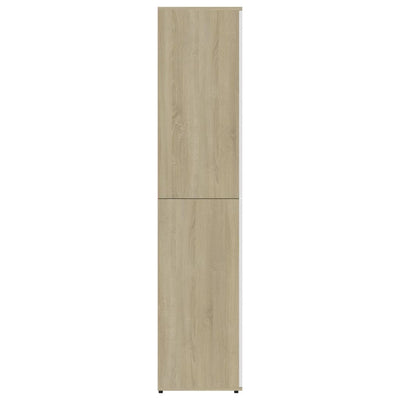 Kenkäkaappi valkoinen ja Sonoma-tammi 80x39x178 cm tekninen puu