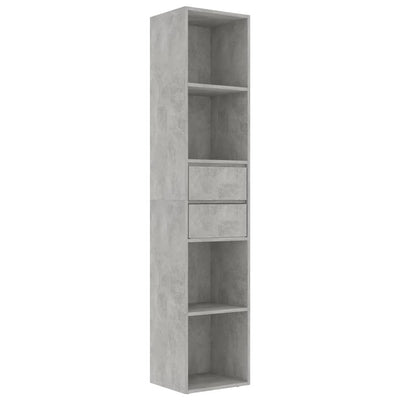 Kirjahylly betoninharmaa 36x30x171 cm tekninen puu