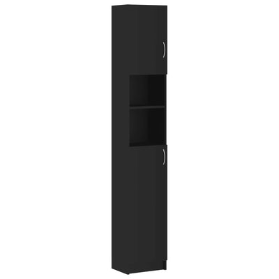 Kylpyhuonekaappi musta 32x25,5x190 cm tekninen puu