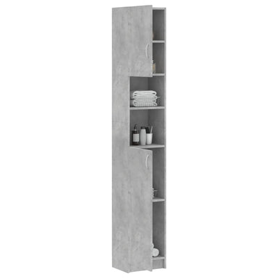 Kylpyhuonekaappi betoninharmaa 32x25,5x190 cm tekninen puu