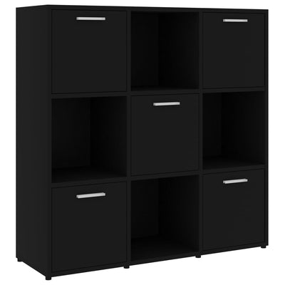Kirjahylly musta 90x30x90 cm tekninen puu